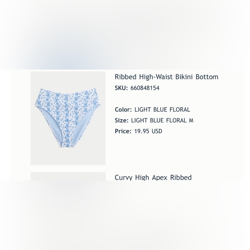Hollister Light Blue Floral Bikini Bottom